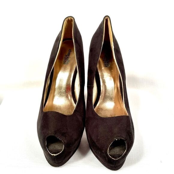 BLACK SUEDE CHARLOTTE RUSSE® PEEP TOE SIZE 8 - Picture 3 of 6
